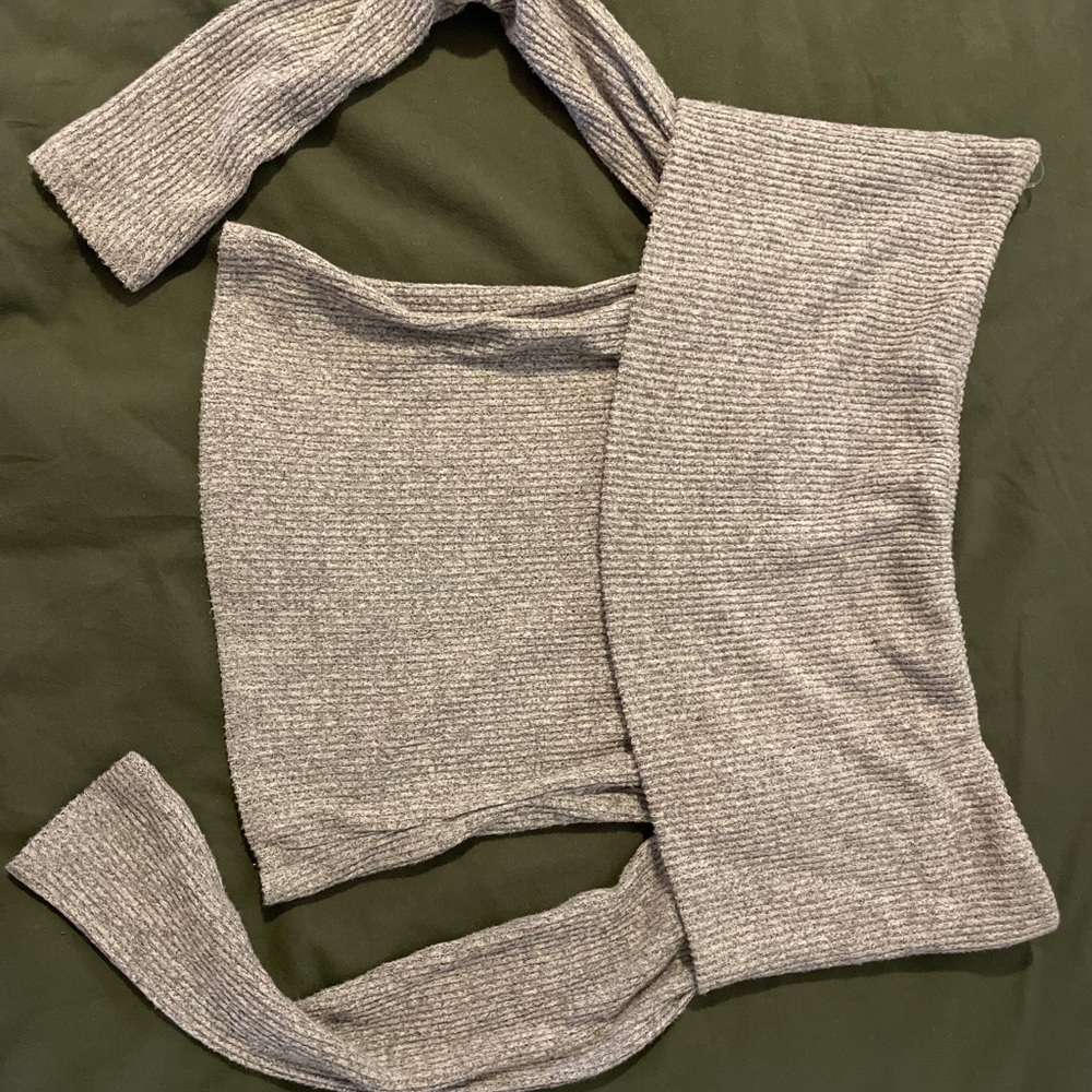 Grey off the shoulder crop top